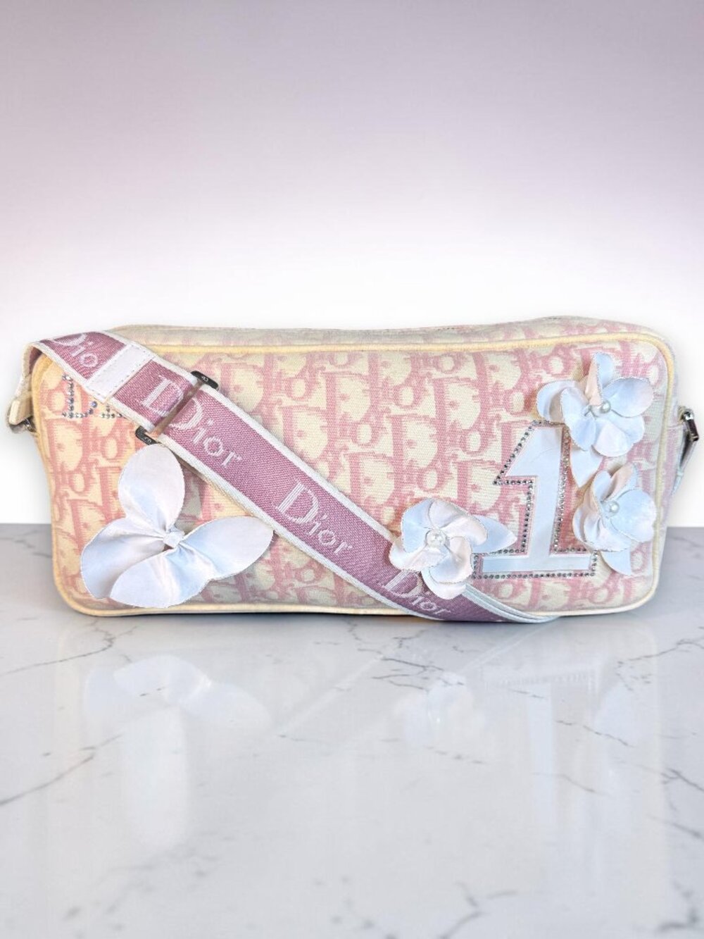 Christian Dior Vintage Y2K Girly No. 1 Trotter Monogram Flower Bag with COA